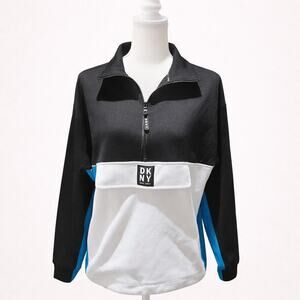 DKNY Sport Quarter Zip Pullover Sweatshirt S Colorblock Athleisure Streetwear